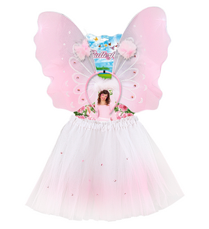 Set Farfalla Accessori Ali Cerchietto Gonna Vestito Travestimento Carnevale Bambina