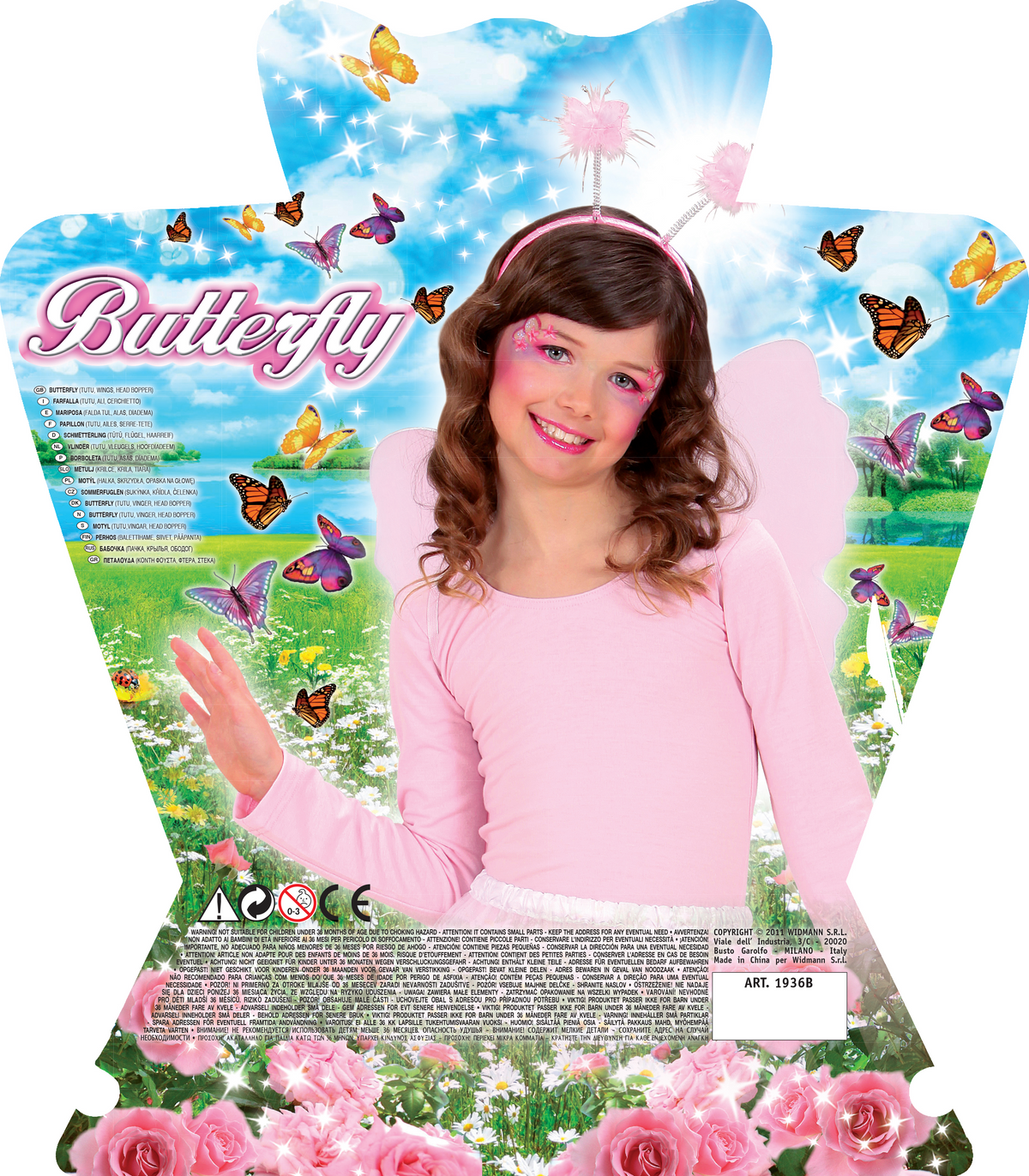 Set Farfalla Accessori Ali Cerchietto Gonna Vestito Travestimento Carnevale Bambina