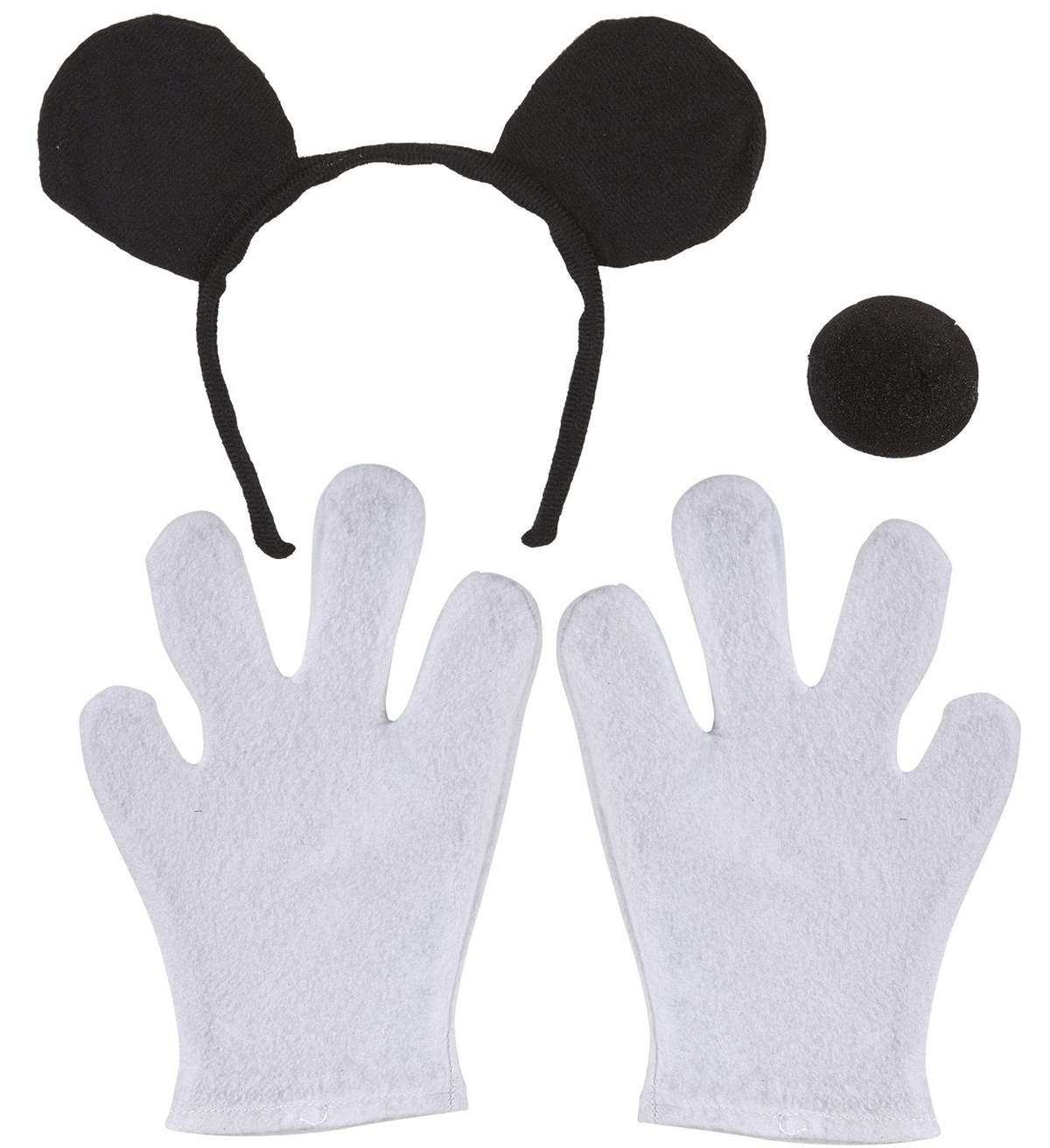 Set Travestimento Topolino Orecchie Naso Guanti Accessori Abito Vestito Carnevale Bambino