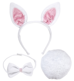 Set Coniglietta Cerchietto Farfallino Coda Accessori Abito Vestito Travestimento Carnevale Bambina
