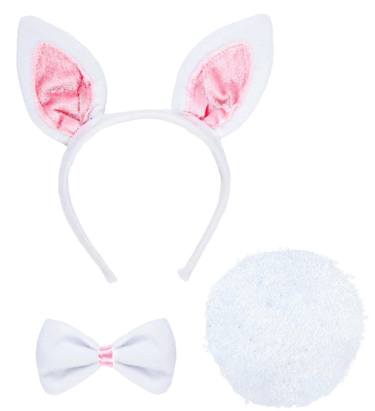 Set Coniglietta Cerchietto Farfallino Coda Accessori Abito Vestito Travestimento Carnevale Bambina