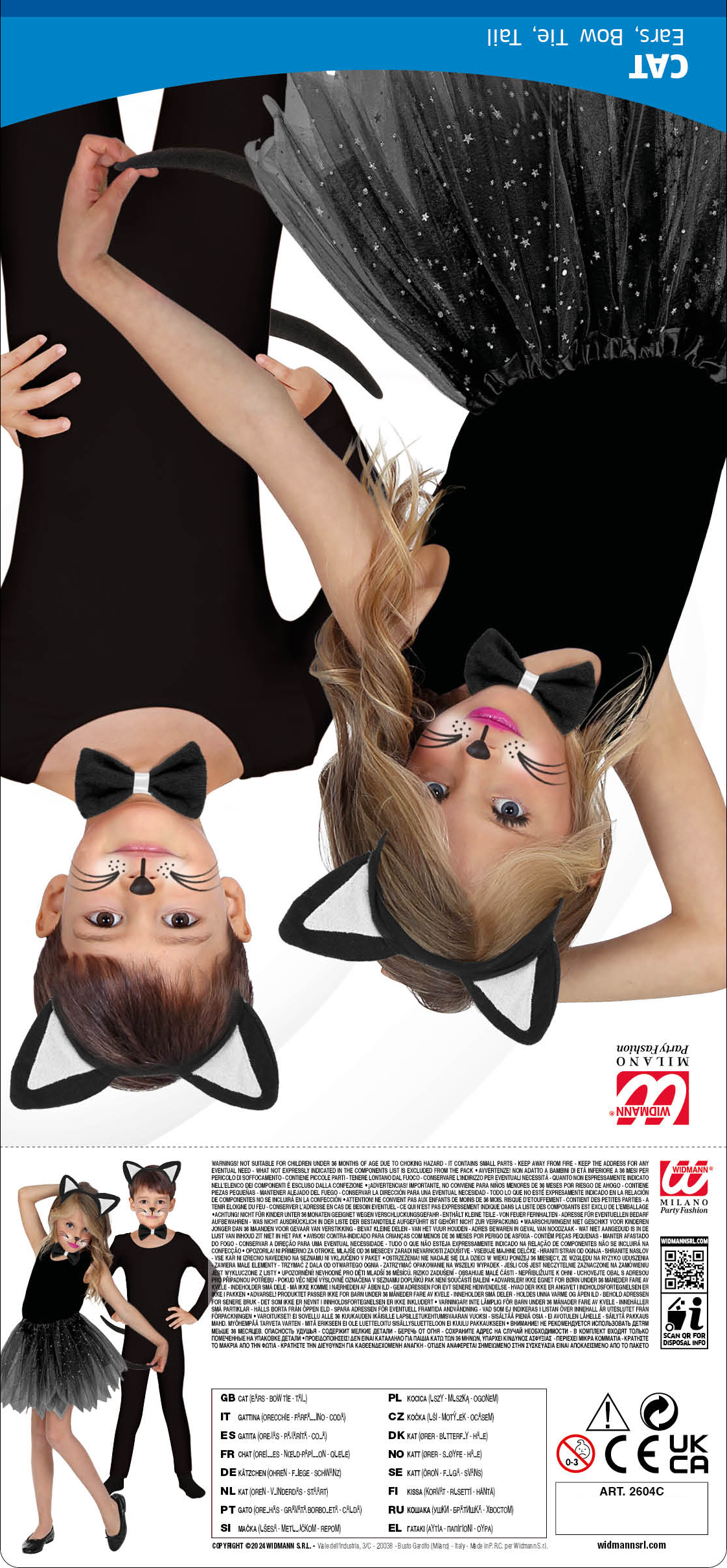 Set Gattina Cerchietto Farfallino Coda Accessori per Abito Vestito Travestimento Carnevale Bambina