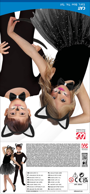 Set Gattina Cerchietto Farfallino Coda Accessori per Abito Vestito Travestimento Carnevale Bambina