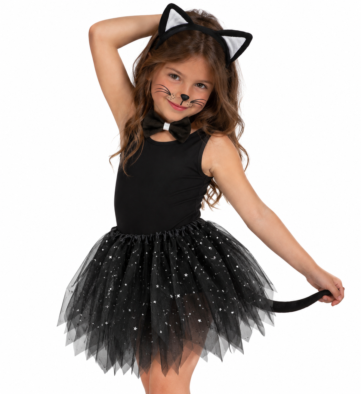 Set Gattina Cerchietto Farfallino Coda Accessori per Abito Vestito Travestimento Carnevale Bambina