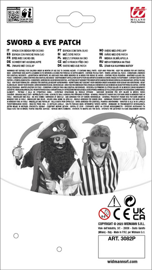 Sciabola Pirata con Benda Occhio Accessori per Abito Vestito Travestimento Carnevale Bambino
