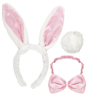 Set Coniglietta Cerchietto Farfallino Coda Accessori Abito Vestito Travestimento Carnevale Bambina