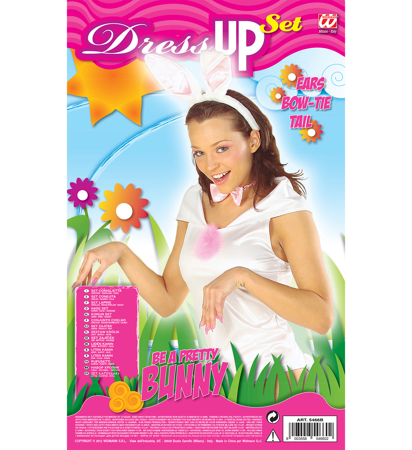 Set Coniglietta Cerchietto Farfallino Coda Accessori Abito Vestito Travestimento Carnevale Bambina