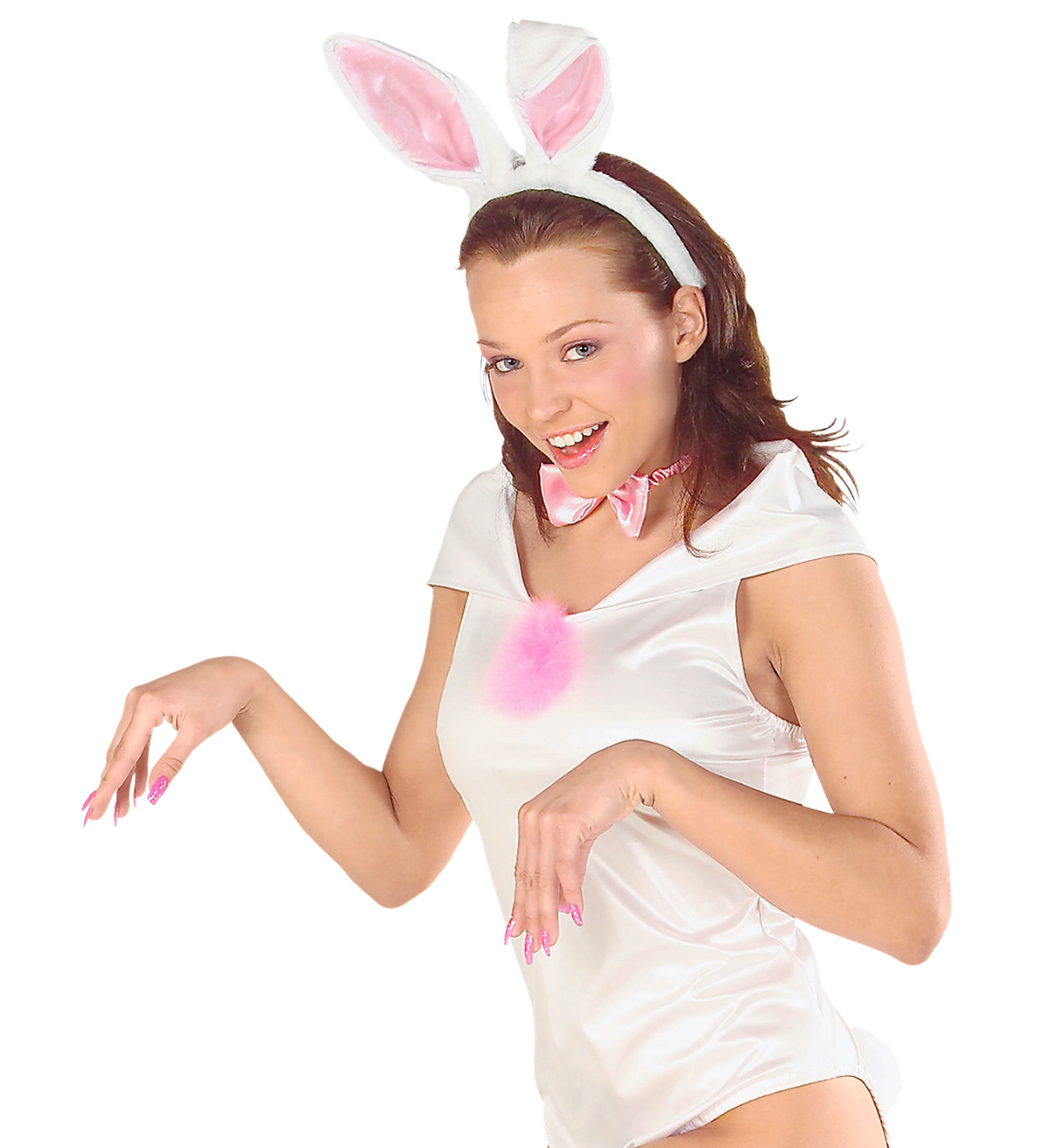 Set Coniglietta Cerchietto Farfallino Coda Accessori Abito Vestito Travestimento Carnevale Bambina