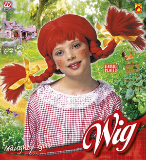 Vestito Carnevale + Accessori Naughty Girl Pippi Costume Parrucca Calze 4/5 Anni Travestimento - 3607+01234+6288m