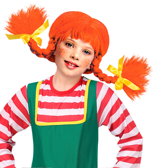 Parrucca Bambina Giocosa con Trecce Accessorio Travestimento Cosplay Pippi Calzelunghe Feste - 6288m