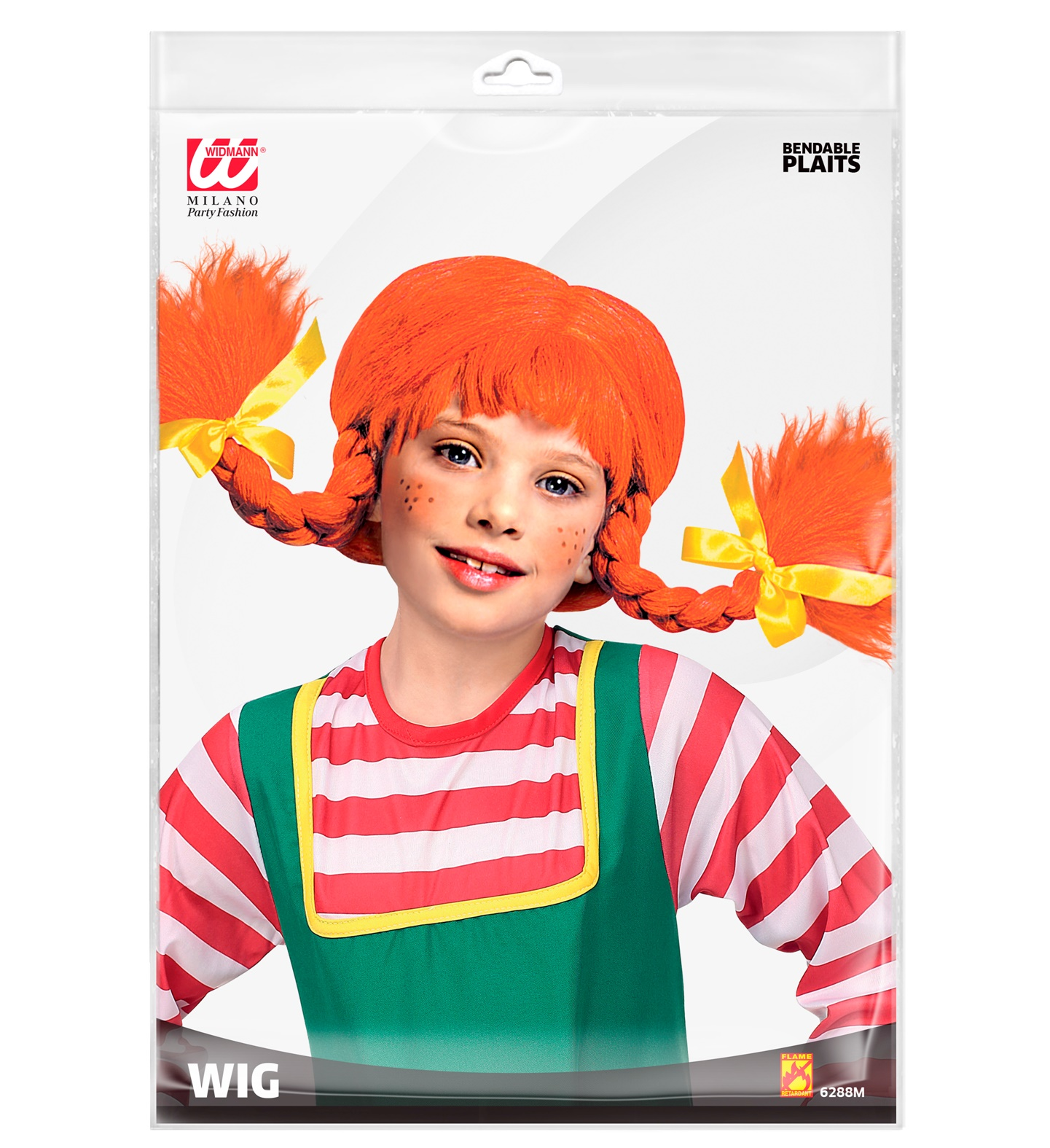 Parrucca Bambina Giocosa con Trecce Accessorio Travestimento Cosplay Pippi Calzelunghe Feste - 6288m