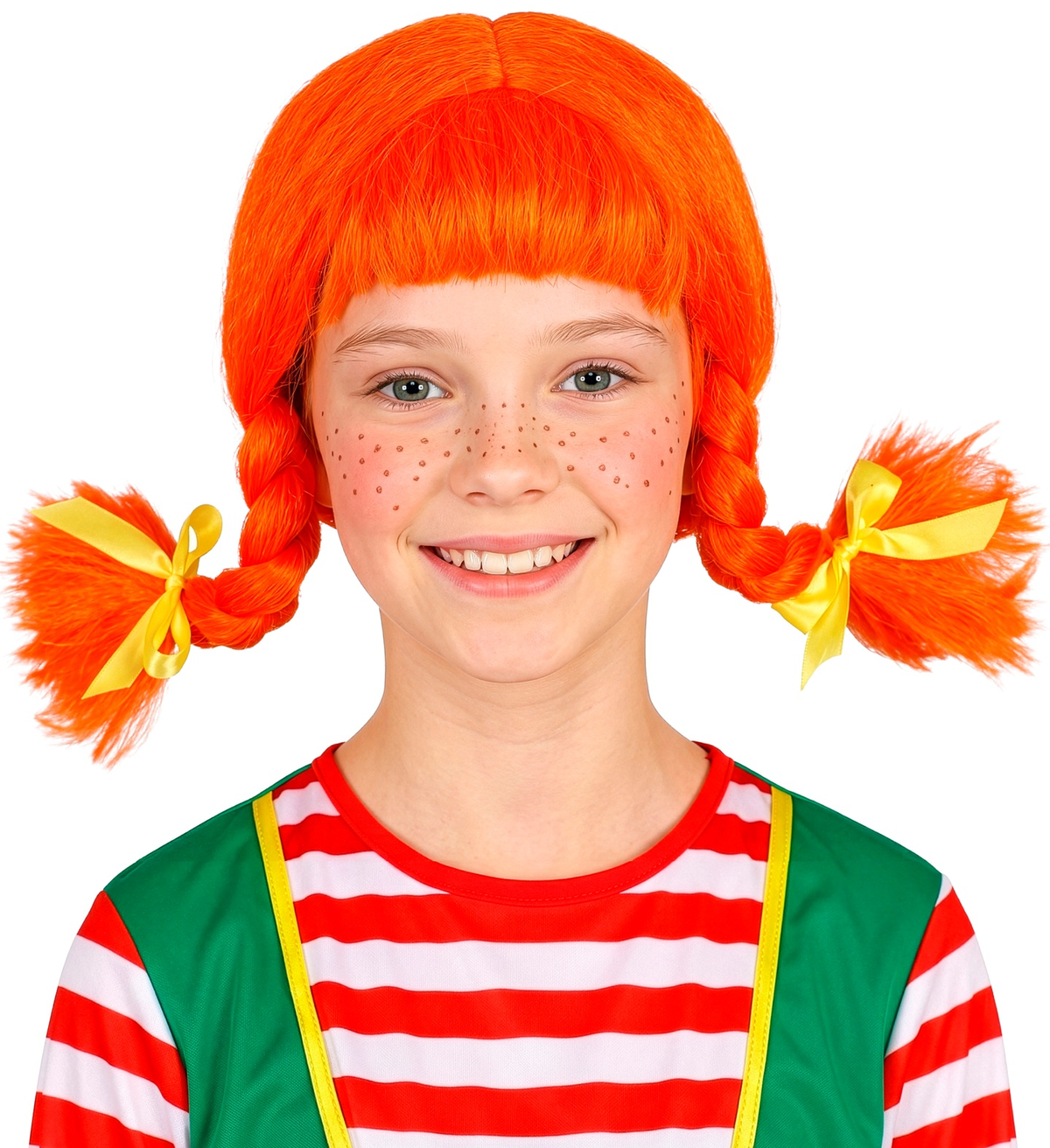 Parrucca Bambina Giocosa con Trecce Accessorio Travestimento Cosplay Pippi Calzelunghe Feste - 6288m
