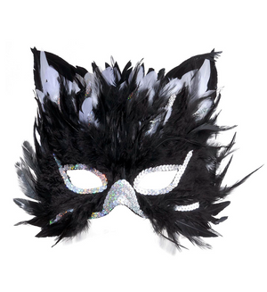 Maschera Gatto in Piume Accessori per Abito Vestito Travestimento Carnevale Bambina