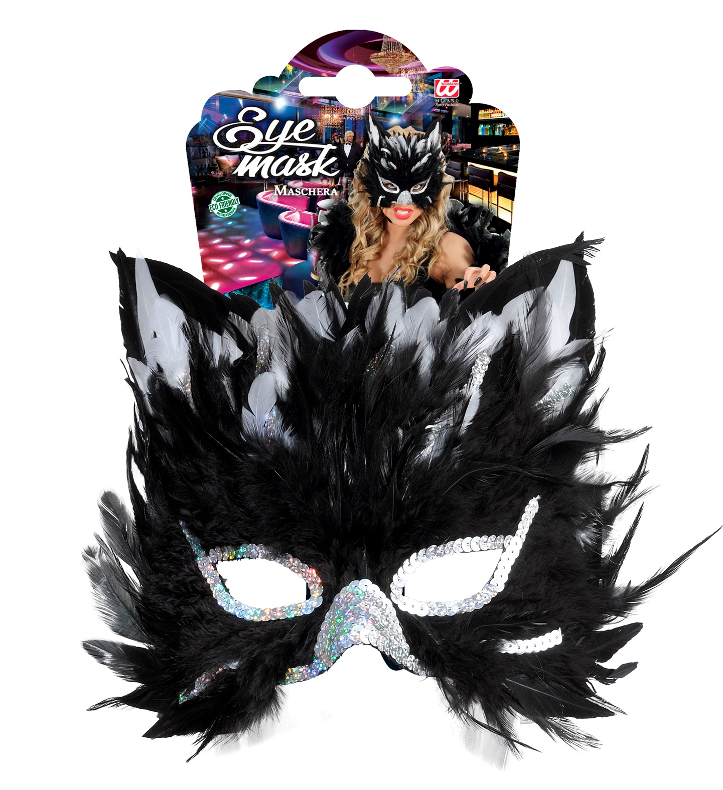 Maschera Gatto in Piume Accessori per Abito Vestito Travestimento Carnevale Bambina