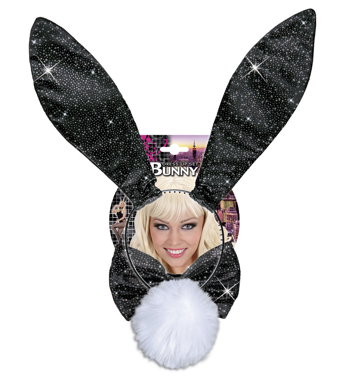 Set Coniglietta Nera Cerchietto Farfallino Coda Accessori Abito Vestito Travestimento Carnevale Bambina