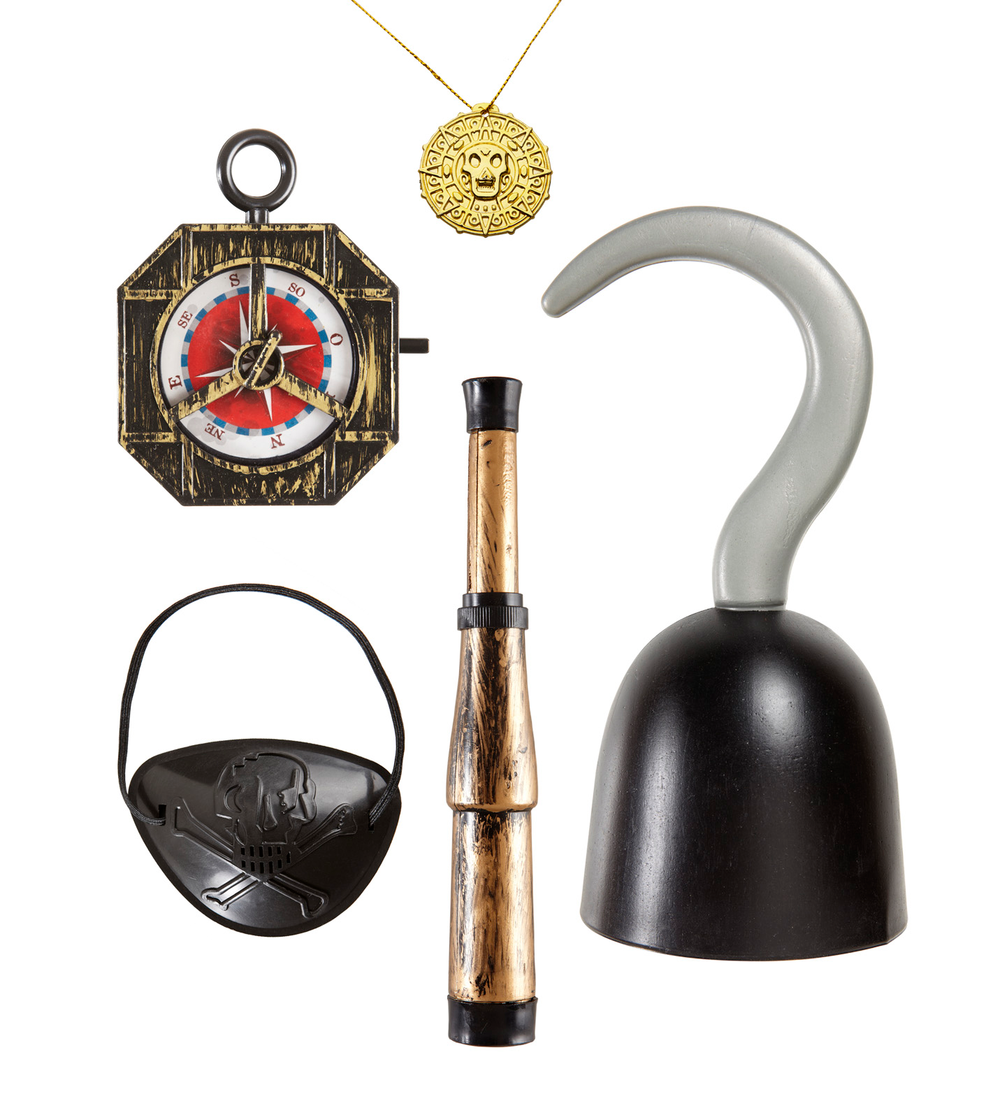 Accessori Pirata Uncino Benda Cannocchiale per Abito Vestito Travestimento Carnevale Bambino