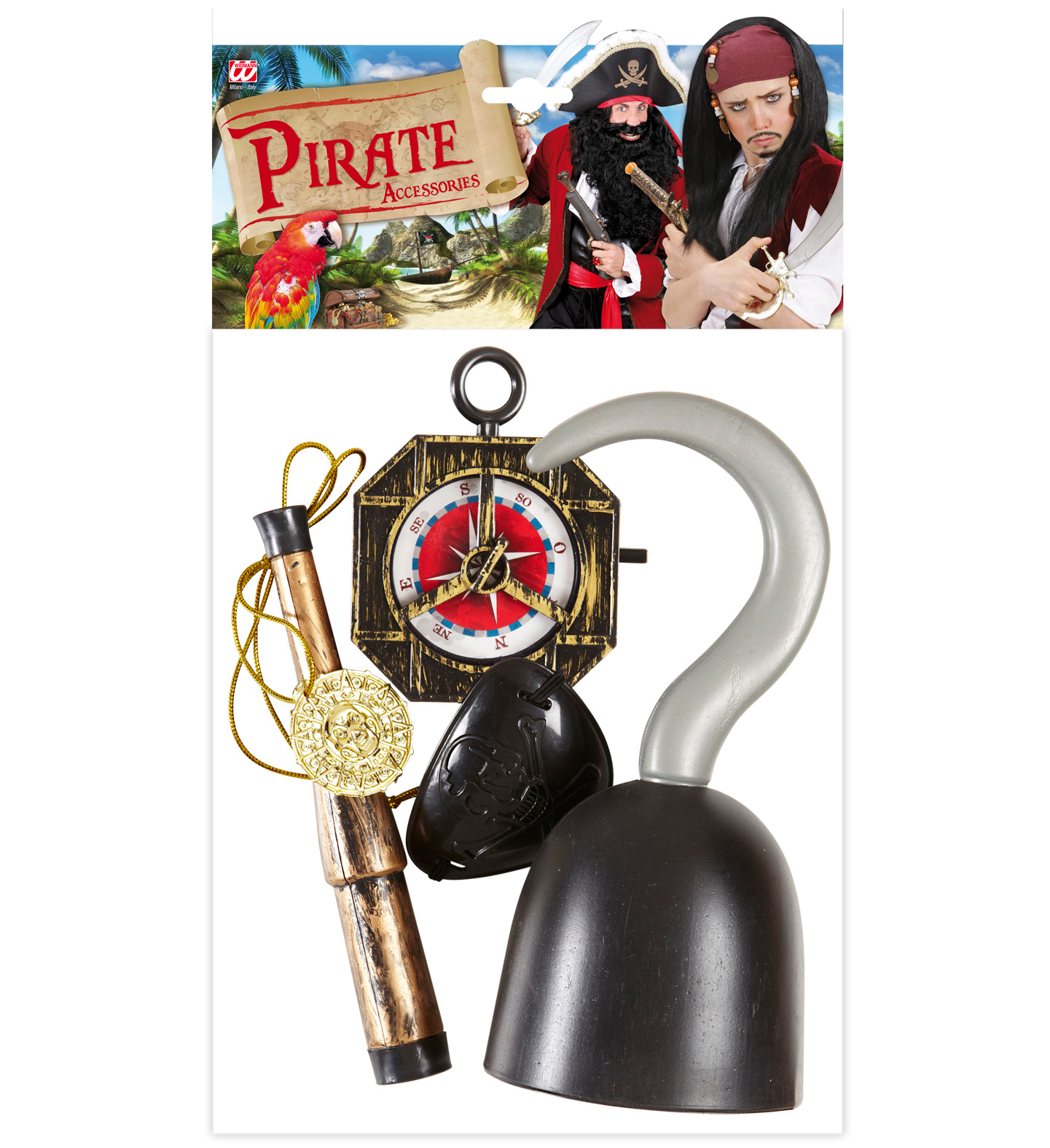 Accessori Pirata Uncino Benda Cannocchiale per Abito Vestito Travestimento Carnevale Bambino