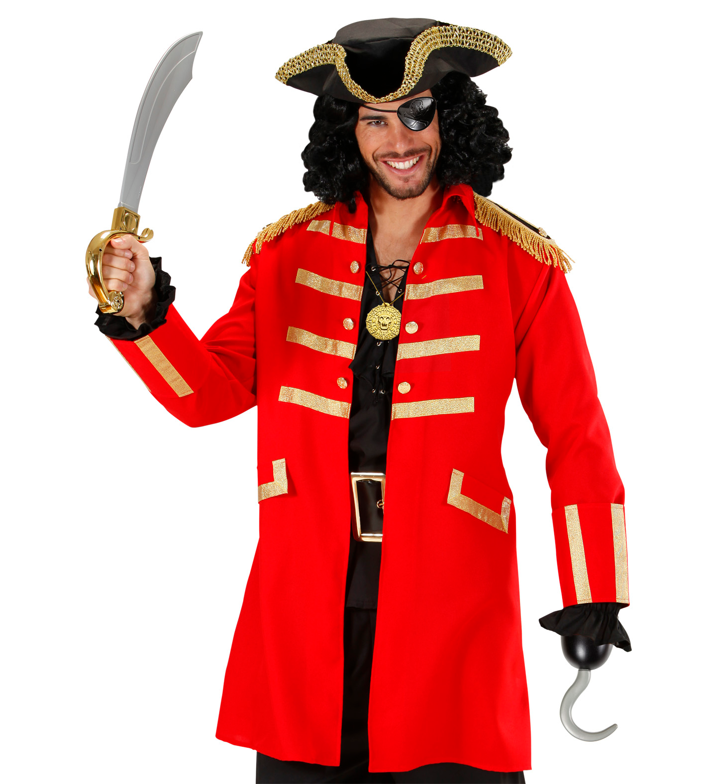 Vestito Carnevale + Accessori Capitano Pirata Costume Set Accessori Pistola 5/7 Anni Travestimento - 3883+8214k+04859
