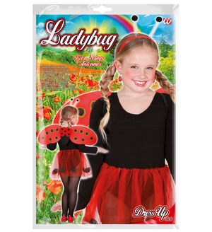 Set Travestimento + Accessori Coccinella Tutu Ali Antenne Caze Costume Carnevale (7/10 Anni)