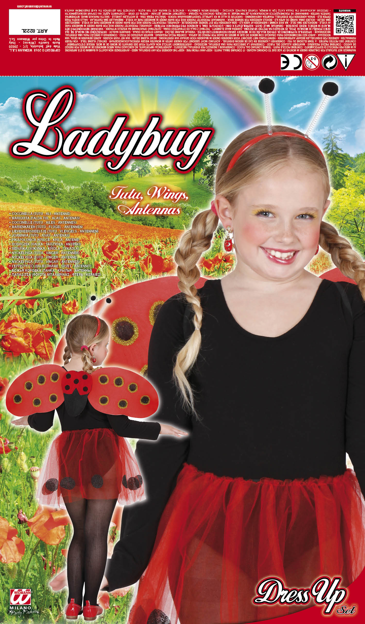 Set Coccinella Accessori Ali Cerchietto Gonna Vestito Travestimento Carnevale Bambina