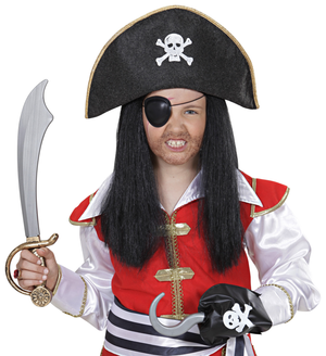 Set Pirata Sciabola Uncino Cappello Benda Accessori Abito Vestito Carnevale Bambino