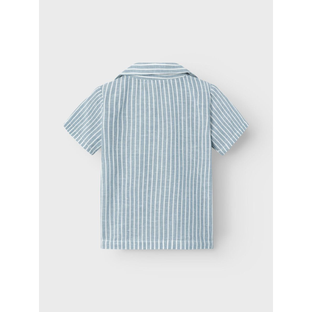 Camicia Maniche Corte Misto Lino Bambino - 13229475celeste