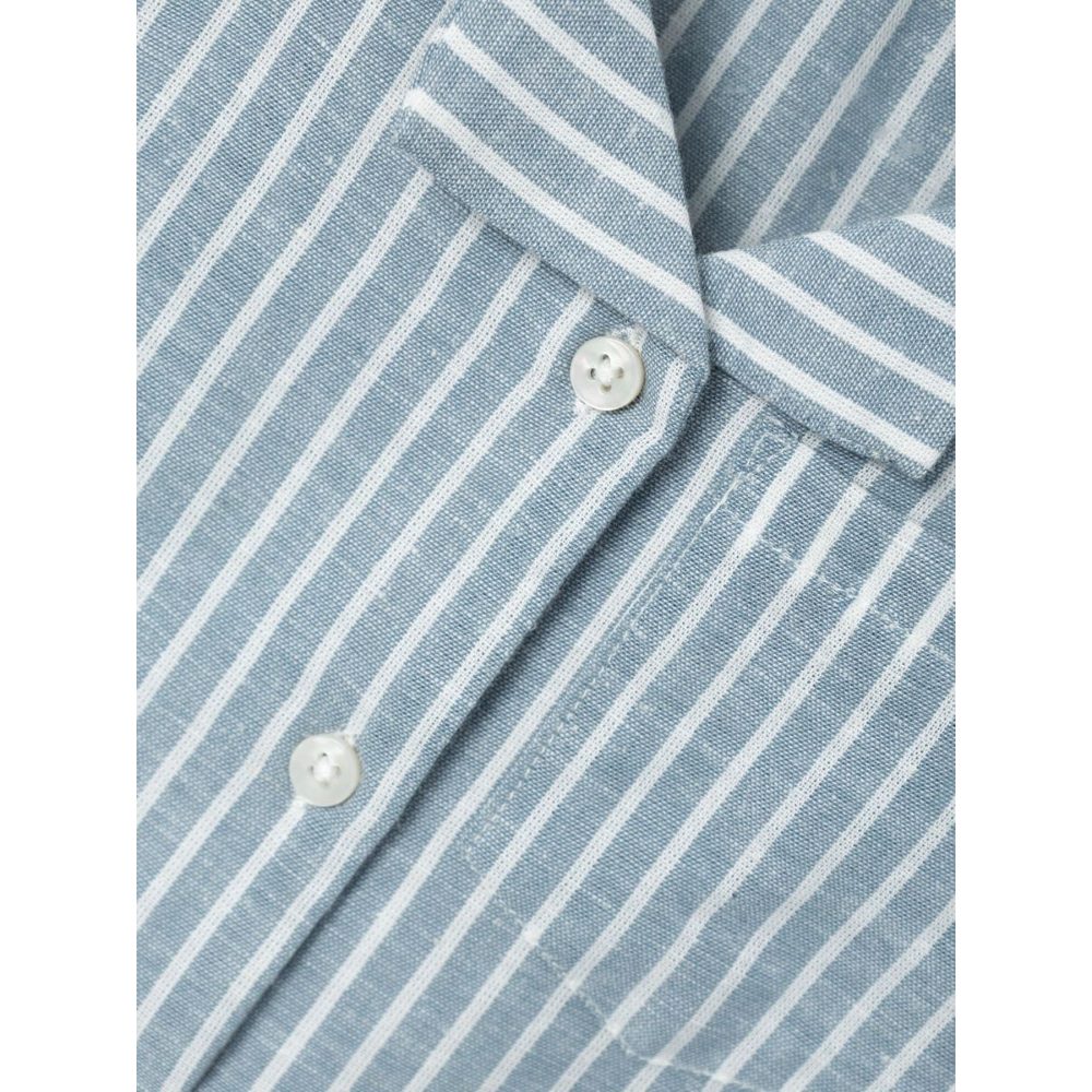 Camicia Maniche Corte Misto Lino Bambino - 13229475celeste