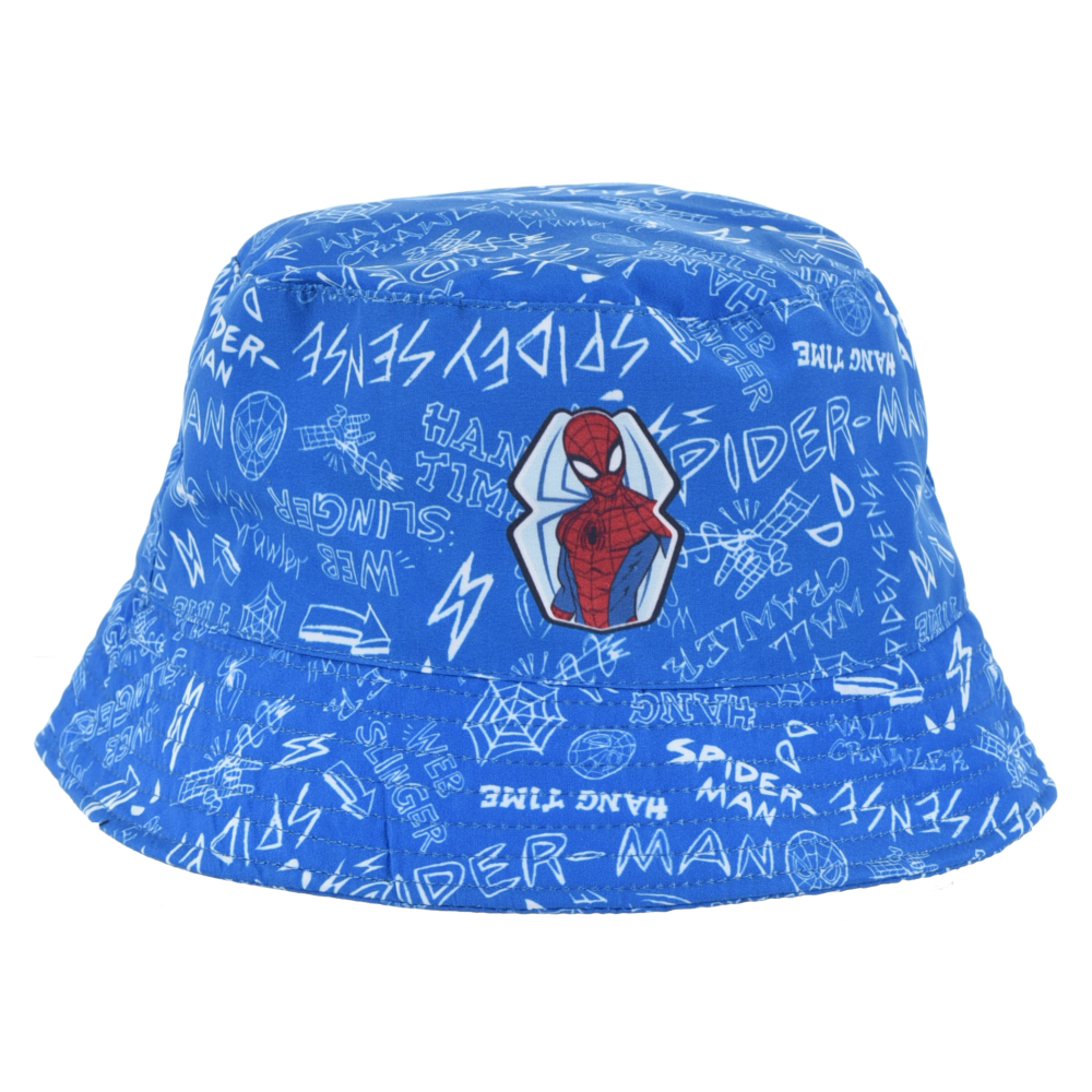Cappello Spiderman MARVEL Cappello Modello Alla Pescatora in 100% Pe Bambini - Ex4052blu