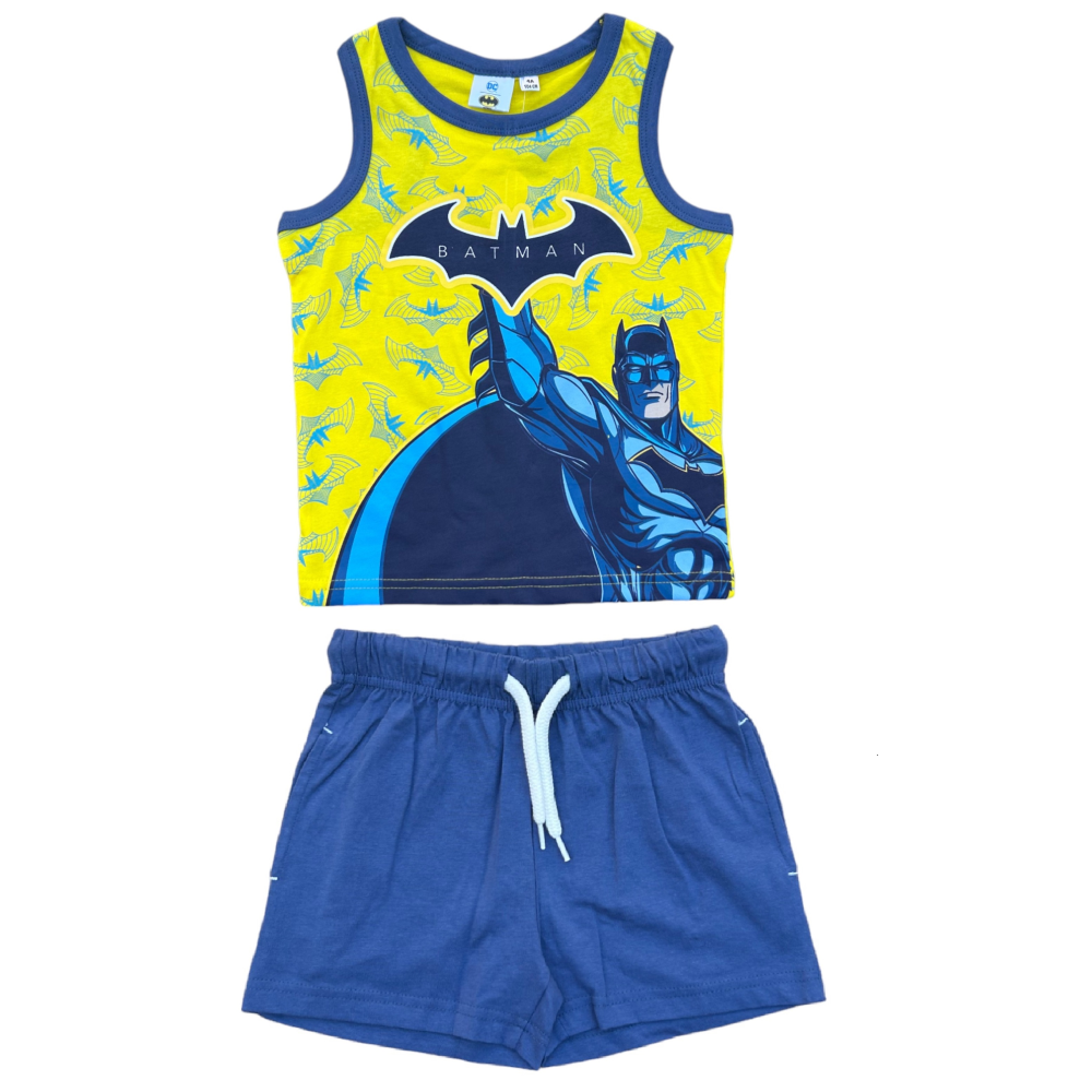 Completo Short + Canotta Batman Bambino 100% Cotone - Ex1070giallo