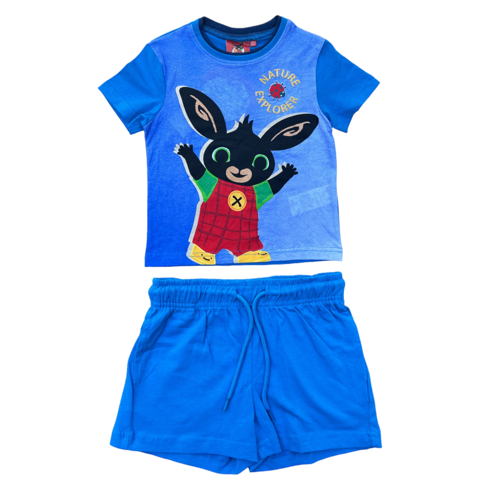 Completo Short + T-Shirt Bing Bambino 100% Cotone - Ex1205celeste