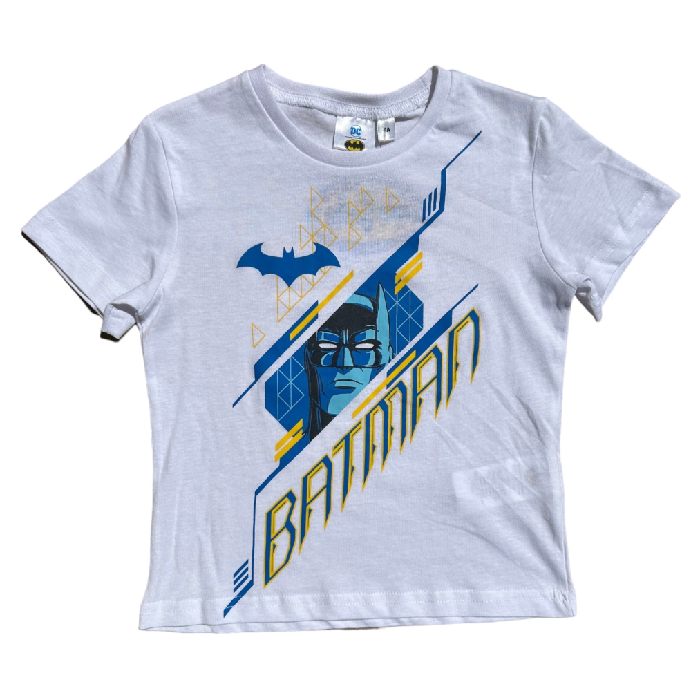T-Shirt M.c. Batman Maglietta Bambino 100% Cotone - Ex1288bianco