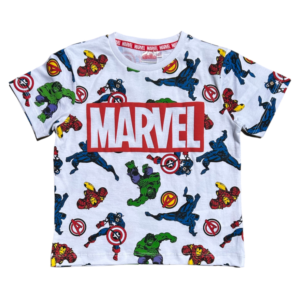 T-Shirt M.c. Avengers MARVEL Maglietta Bambino 100% Cotone - Ex1224bianco