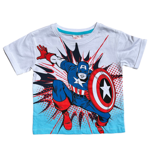 T-Shirt M.c. Capitan America Avengers MARVEL Maglietta Bambino 100% Cotone - Ex1109bianco