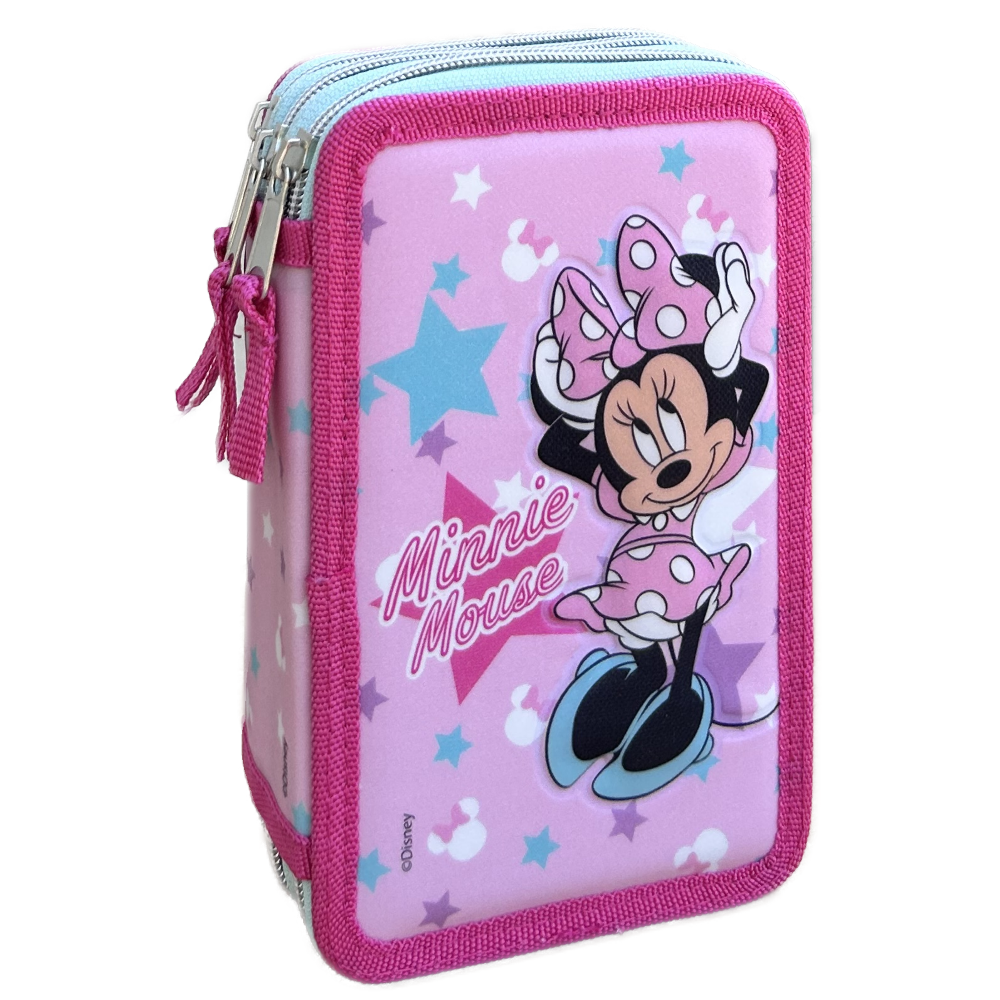 Astuccio Scuola 3d Minnie DISNEY Multiscomparto 3 Zip Portacolori Pennarelli Giotto - Min0972