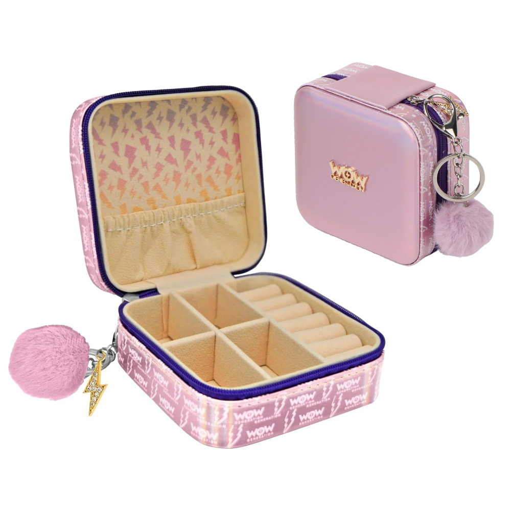 Portagioie Quadrato con Chiusura Zip Cofanetto con Divisore Anelli - Wow00010