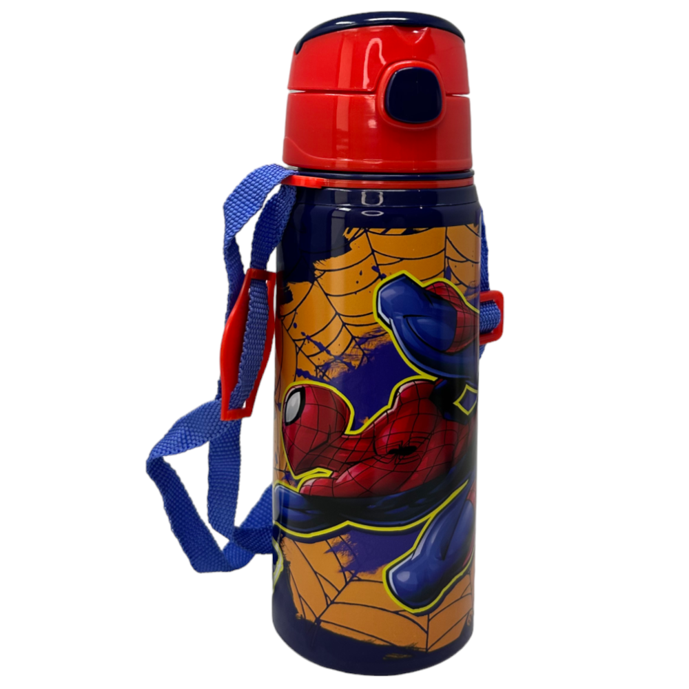 Borraccia in Alluminio con Cannuccia Spiderman MARVEL 600 Ml Apertura Automatica - Sp50073