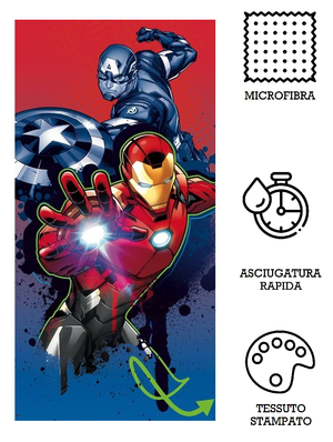 Telo Mare Avengers Asciugamano MARVEL in Microcotone Cm. 140x70 - 50287