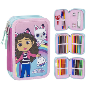 Astuccio Scuola Gabby's Dollhouse Multiscomparto 3 Zip Portacolori Giotto - 1262
