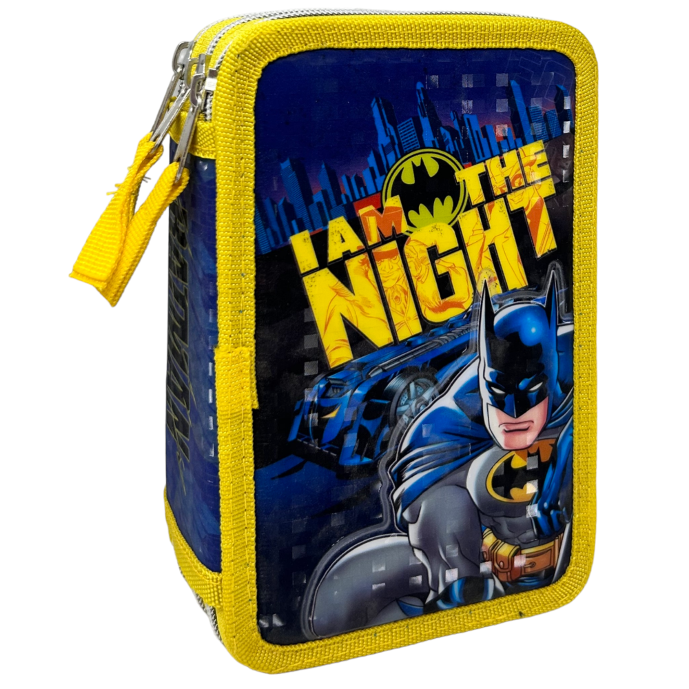 Astuccio Scuola 3d Batman DC Multiscomparto 3 Zip Portacolori Pennarelli Giotto - Ba0972
