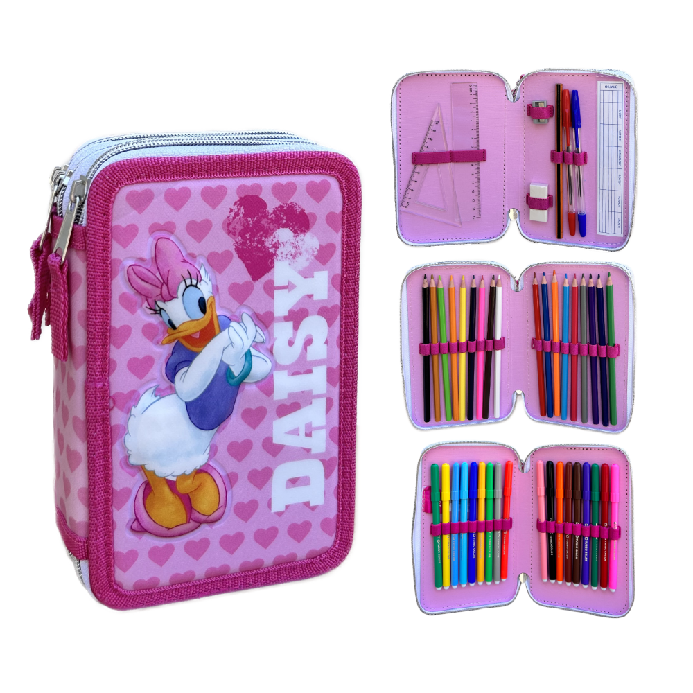Astuccio Scuola 3d Paperina DISNEY Multiscomparto 3 Zip Portacolori Pennarelli Giotto - Dsy0972