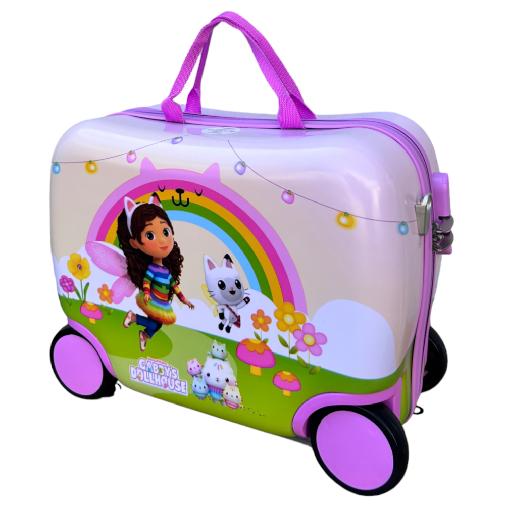 Trolley da Viaggio Cavalcabile Gabby's Dollhouse Valigia in ABS Trainabile con 4 Ruote - O06034mc