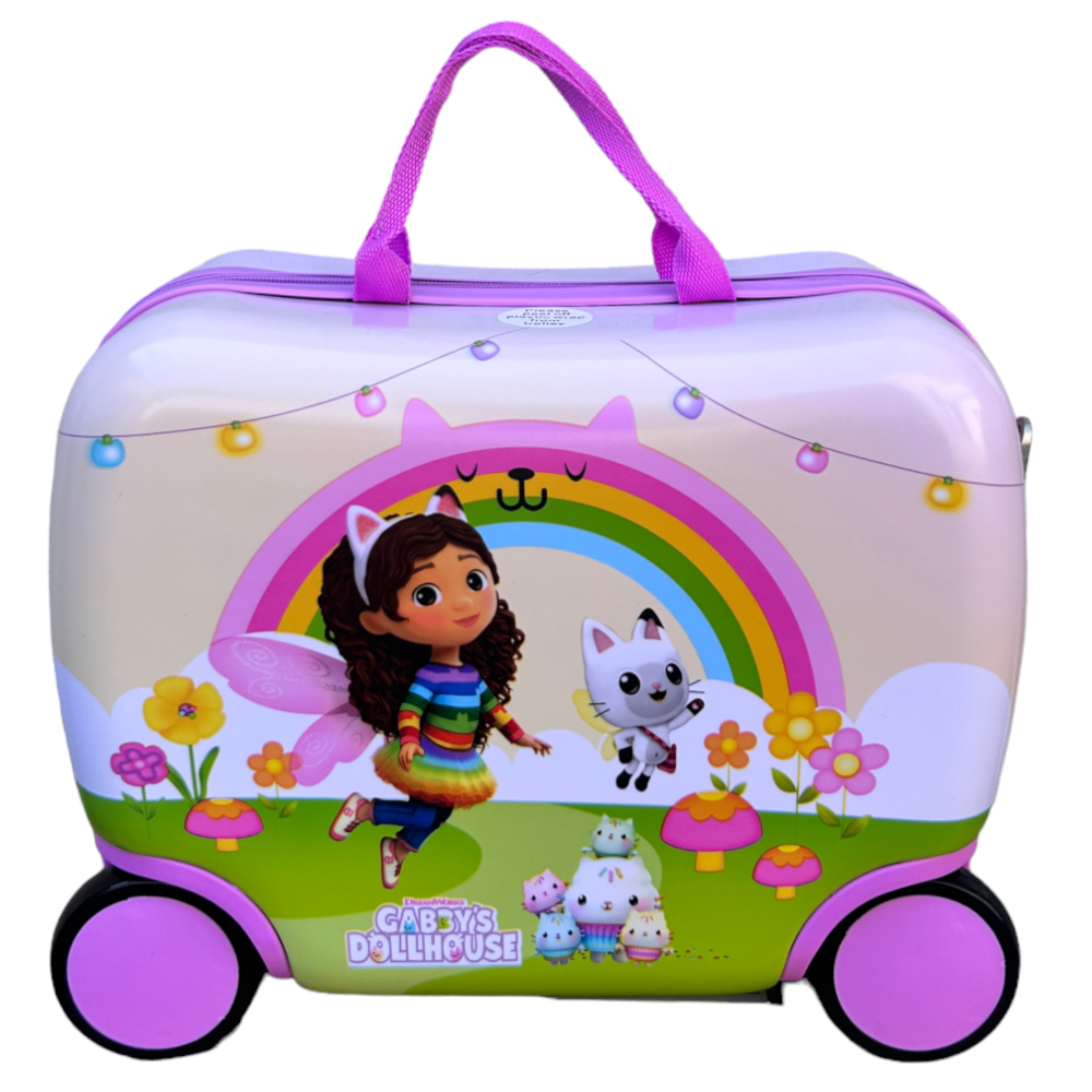Trolley da Viaggio Cavalcabile Gabby's Dollhouse Valigia in ABS Trainabile con 4 Ruote - O06034mc