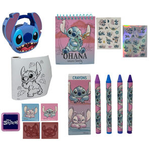 Set Cancelleria Stitch e Angel DISNEY 12 Pezzi Disegni Colori Stickers Timbri - St00028
