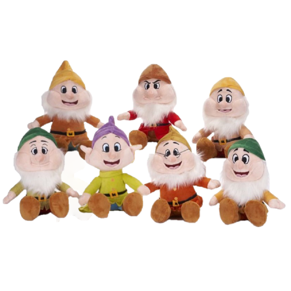 Peluche 7 Nani DISNEY Gongolo Brontolo Mammolo Pisolo Dotto Eolo Cucciolo Pupazzo Cm. 28