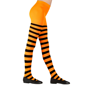 Calze a Righe Arancioni e Nere Collant 70 Den per Bambini Accessorio Halloween Carnevale - 0121