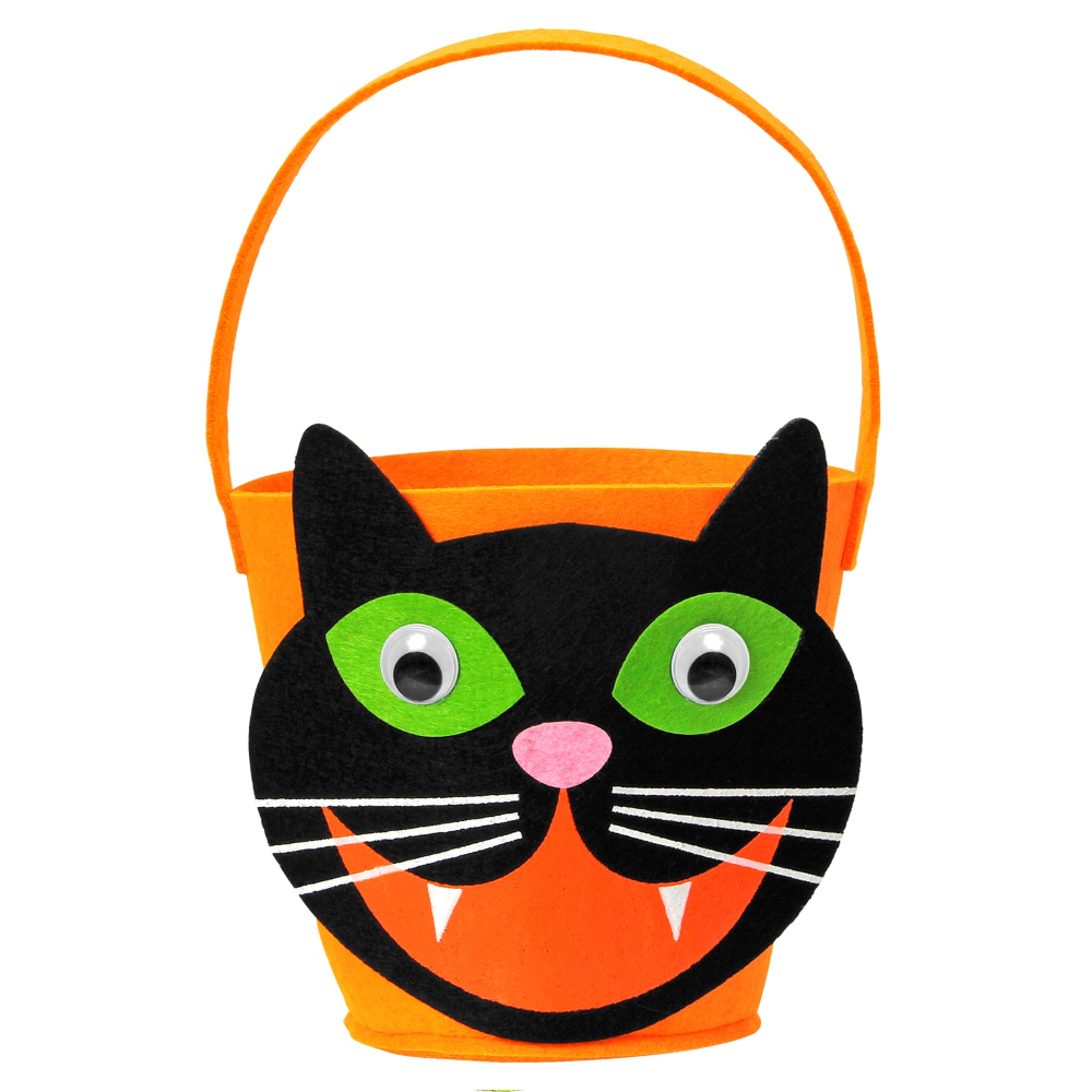Cestino Dolcetto O Scherzetto Gatto Borsetta Accessori Halloween Carnevale - 01349