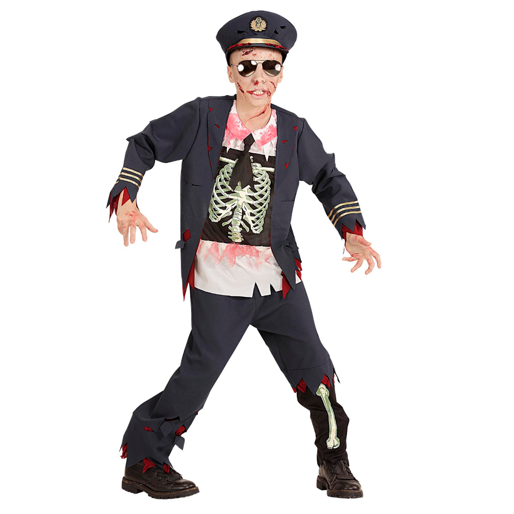Vestito Carnevale Poliziotto Zombie Travestimento Costume per Halloween da Bambino - 0753