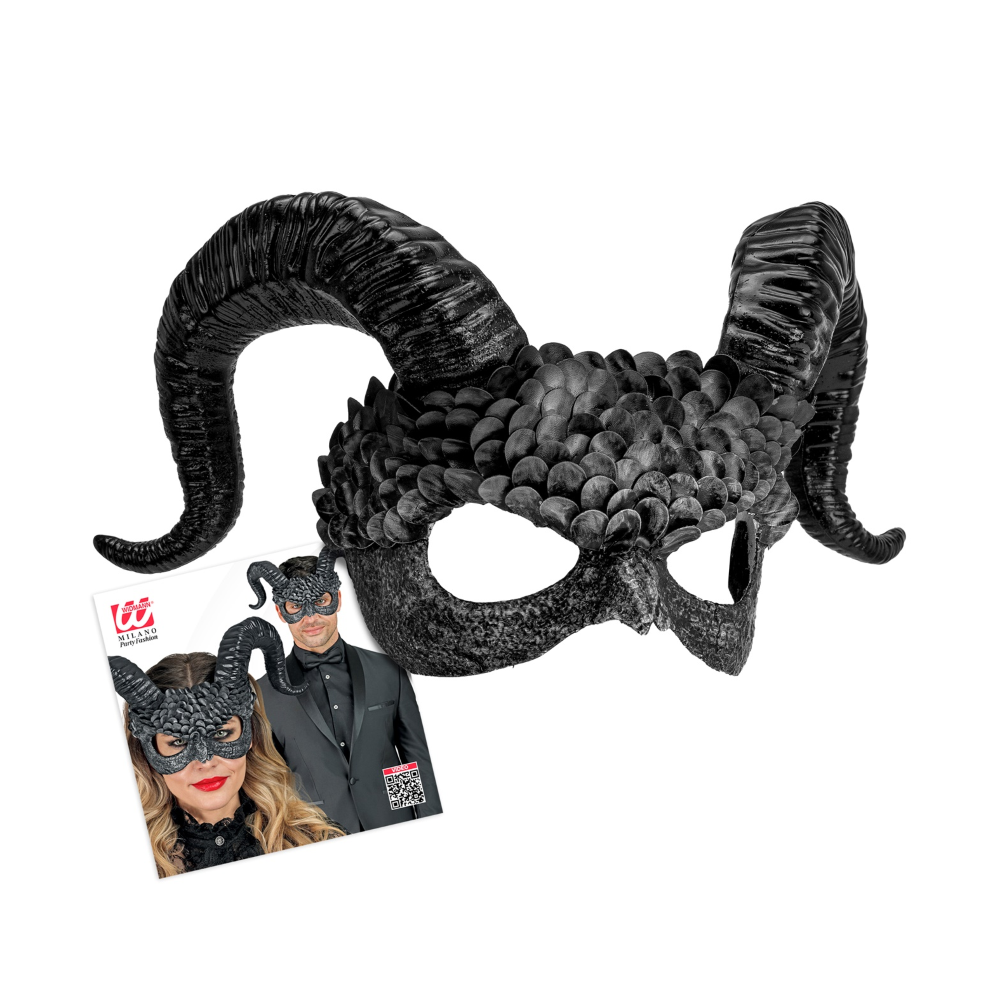 Maschera Commedia Dell'arte Demone Accessori Travestimento Halloween - 08483