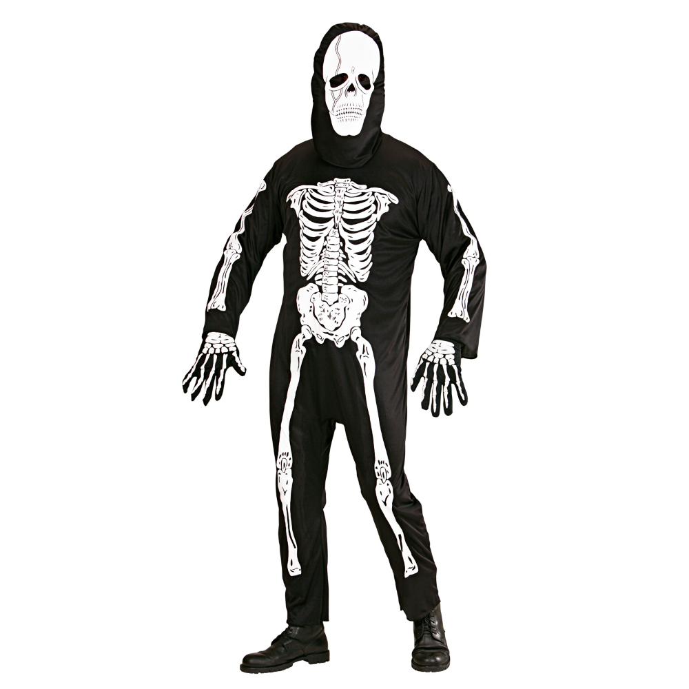 Vestito Carnevale Scheletro Travestimento Costume Halloween Adulto - 3928