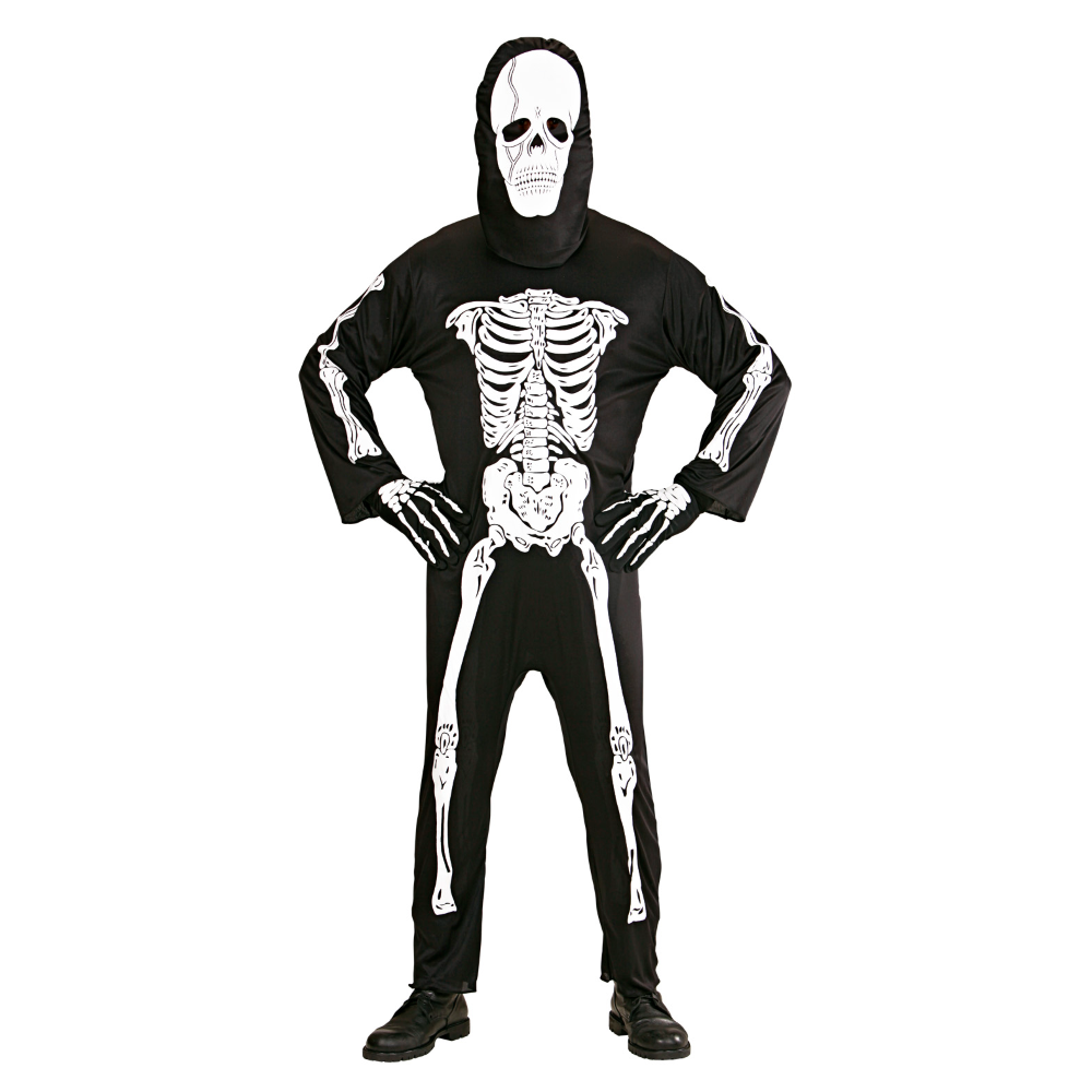 Vestito Carnevale Scheletro Travestimento Costume Halloween Adulto - 3928